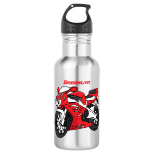 Bouteille D'eau Caricature moto de sport rouge mou
