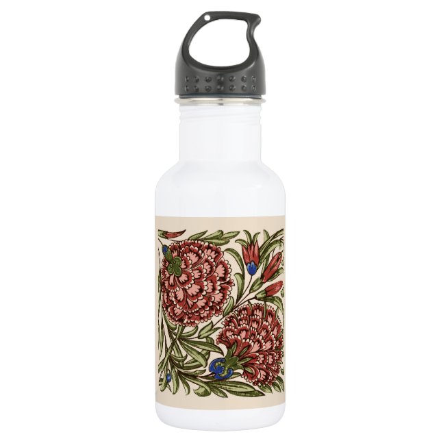 Bouteille D'eau Carnation Carrelage Fleur Antique Art Rustique (Devant)