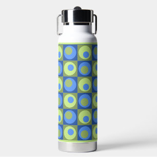 Bouteille D'eau Carré bleu vert point Motif géométrique froid chau