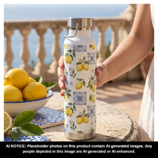 Bouteille D'eau Carreau de style country français au citron jaune