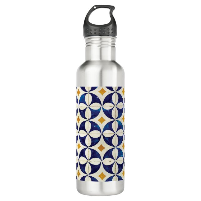 Bouteille D'eau Carreaux portugais - Azulejo Motif Design (Devant)