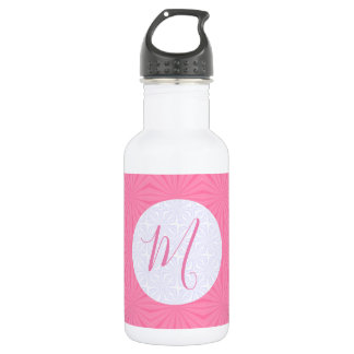 Bouteille D'eau Carrés ondulés rose clair Initiale personnalisée