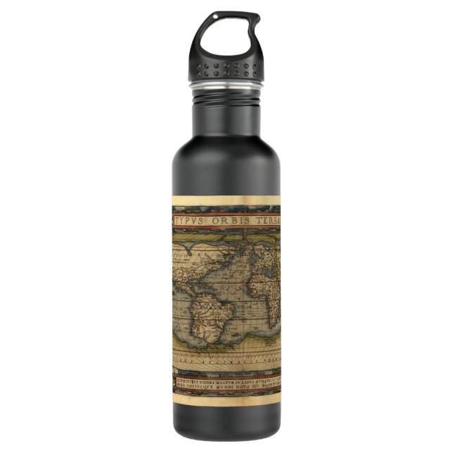 Bouteille D'eau Carte vintage du monde (Devant)