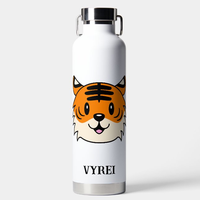 Bouteille D'eau Carton doux et souriant tigre (Avant)