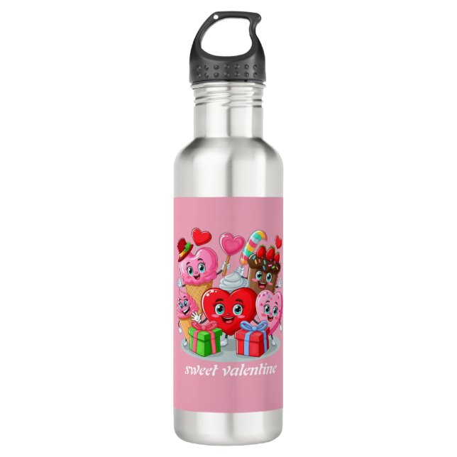 Bouteille D'eau Cartoon Heart & Sweet amis valentine's day (Devant)