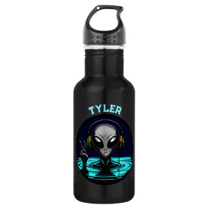 Bouteille D'eau Casque Alien faisant un signe de paix Personnalisé