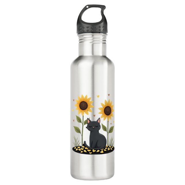 Bouteille D'eau Cat Sunflower Christmas Tree Sun Flower Cat Lover  (Devant)
