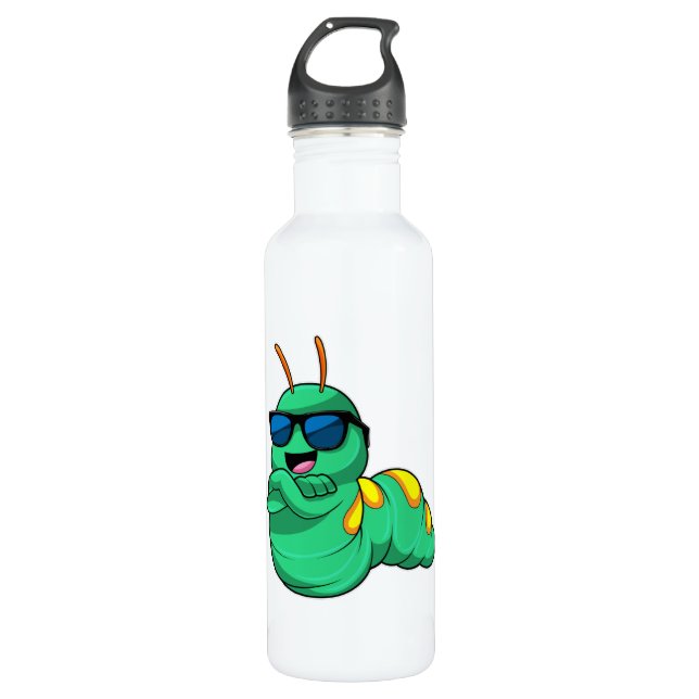 Bouteille D'eau Caterpillar avec lunettes de soleil (Devant)
