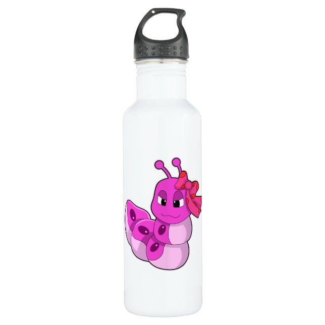 Bouteille D'eau Caterpillar en tant que fille au ruban (Devant)