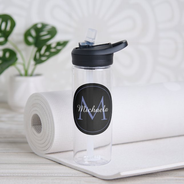 Bouteille D'eau Cercle minimal moderne nom initial monogramme mode (Yoga)