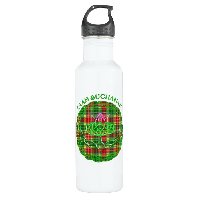 Bouteille D'eau Chardon celtique de Tartan écossais de Buchanan (Devant)