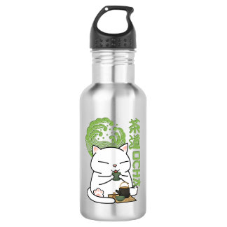 Bouteille D'eau Chat au thé vert Matcha