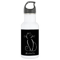 Chat blanc minimaliste sur Ajouter un nom noir