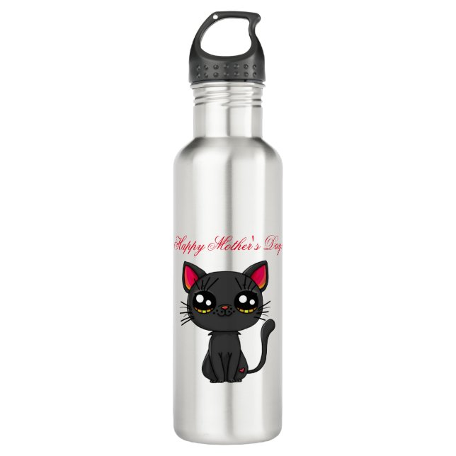 Bouteille D'eau Chat Bonne Fête des Mères (Devant)
