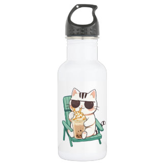 Bouteille D'eau Chat Chibi Mignon avec des Lunettes de Soleil Buva