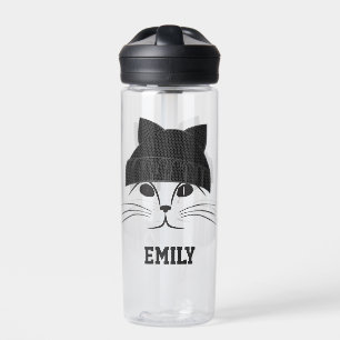 Bouteille D'eau Chat cool en Casquette de laine Personnalisé