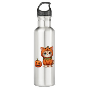Bouteille D'eau Chat en costume Citrouille pour Halloween