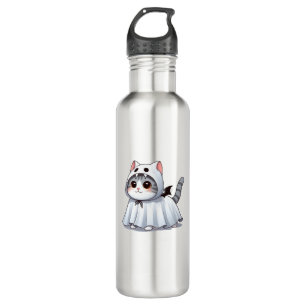 Bouteille D'eau Chat en costume fantôme pour Halloween