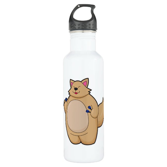 Bouteille D'eau Chat en tant que joueur de fléchettes (Devant)