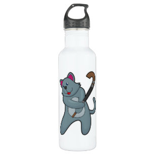 Bouteille D'eau Chat Hockey avec bâton de hockey