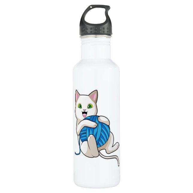 Bouteille D'eau Chat Jouer de la laine (Devant)