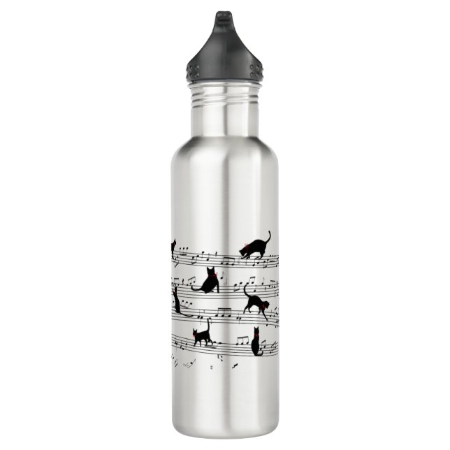 Bouteille D'eau Chat Jouer Note Musique, Chat Musique, Cadeau Chat (Droite)