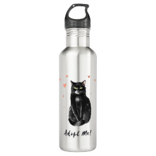 Bouteille D'eau Chat mignon et noir adoptez-moi