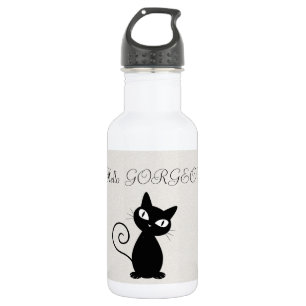 Bouteille D'eau Chat noir fantaisiste et scintillant - Bonjour Mag