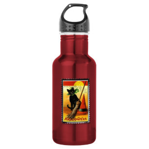 Bouteille D'eau Chat noir vintage Halloween