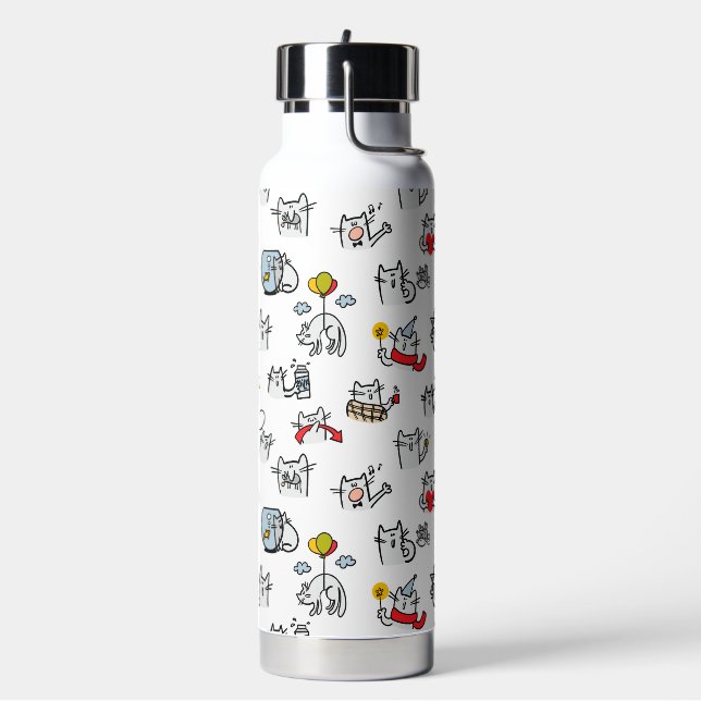 Bouteille D'eau Chats amusants, lait et magie. (Gym)