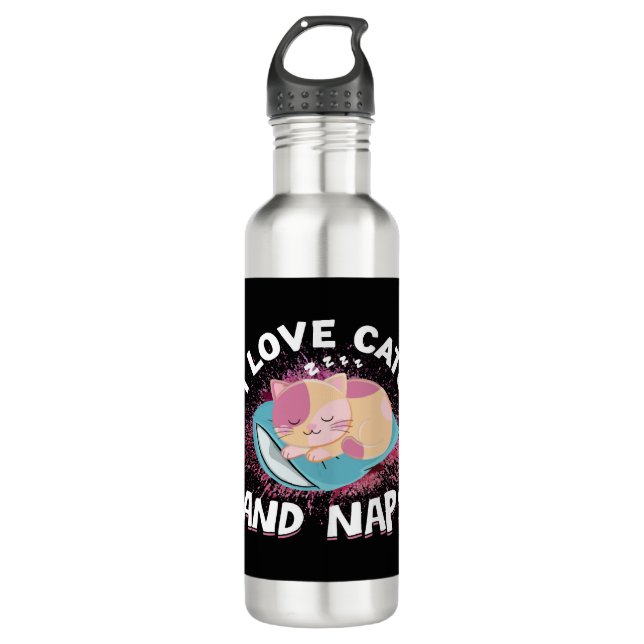 Bouteille D'eau Chats marrants avec Citation Chat-Lover (Devant)
