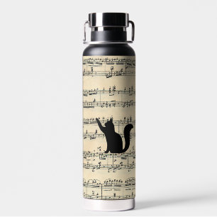 Bouteille D'eau Chats noirs sur feuille de musique