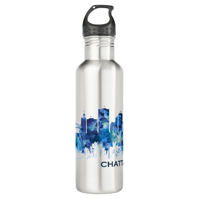 Bouteille D'eau Chattanooga Tennessee Skyline Blue (Devant)