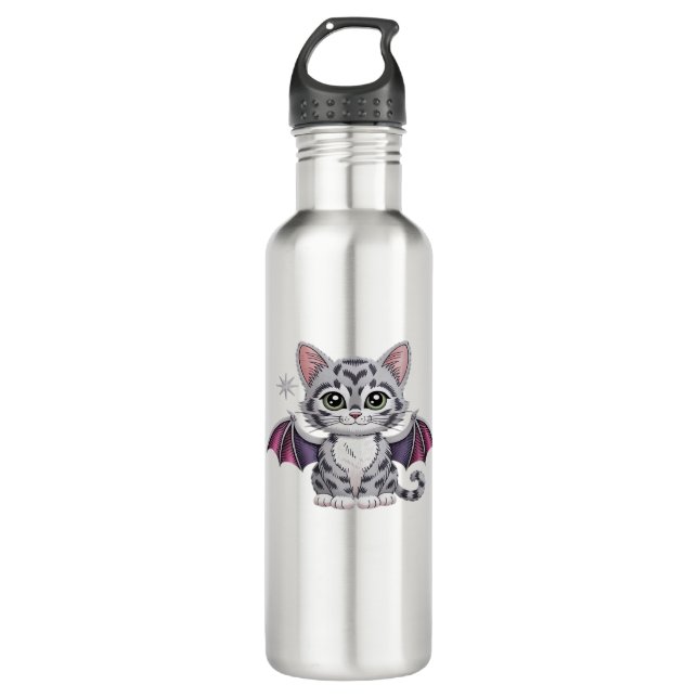 Bouteille D'eau chatte brodée T-shirt classique (Devant)