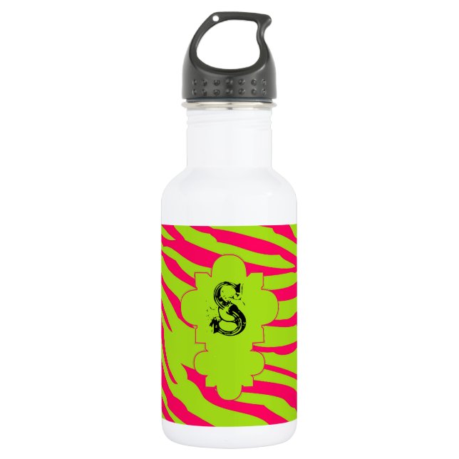 Bouteille D'eau Chaud rose Lime Zebra Print 32. oz. (Devant)