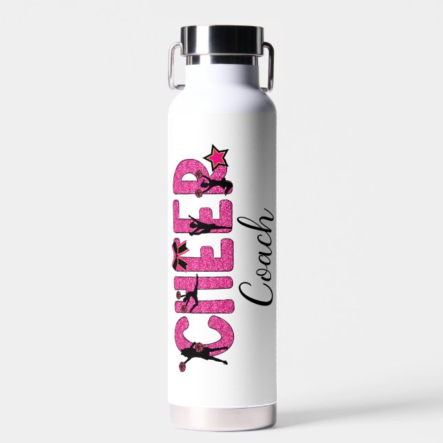 Bouteille D'eau Cheer Coach Cheerleader Parties scintillant rose p (Avant)
