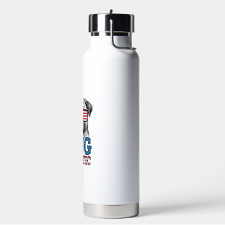 Bouteille D'eau Chemise de conception de pug patriotique gravure v