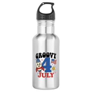 Bouteille D'eau Chemise patriotique de fusée Groovy 4 juillet Desi