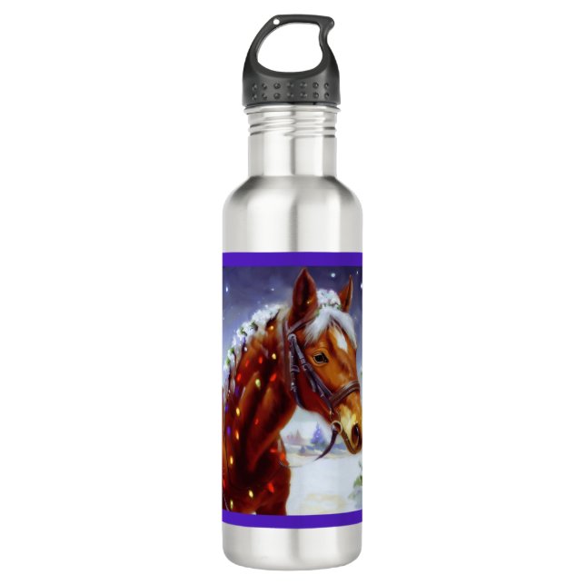 Bouteille D'eau Cheval de Noël 3 (Devant)