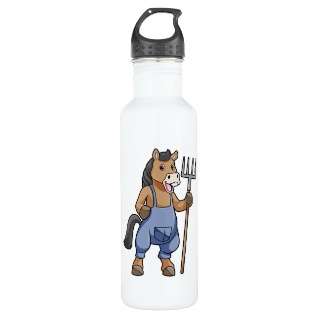 Bouteille D'eau Cheval en fermier avec Rake (Devant)