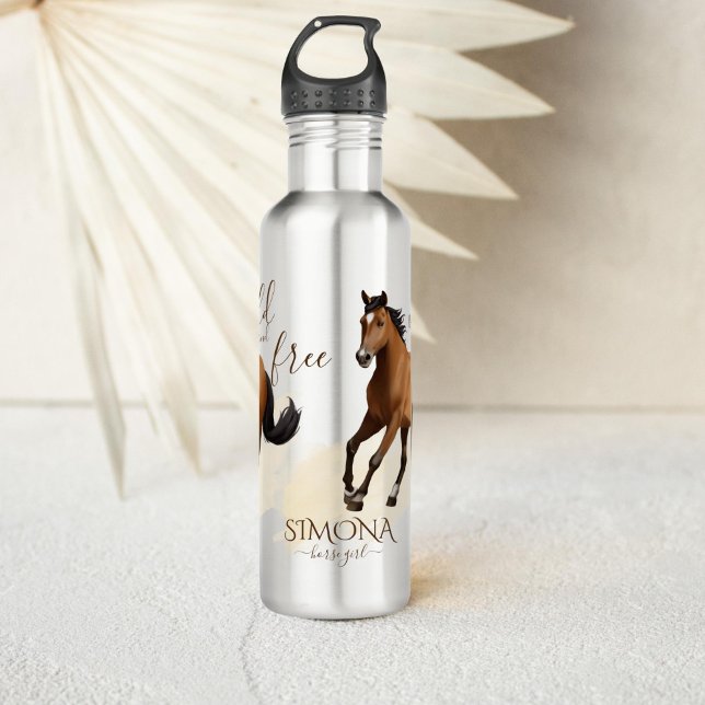 Bouteille D'eau Cheval Mustang sauvage et gratuit cheval personnal (Mustang horse themed gifts personalized name water bottles)