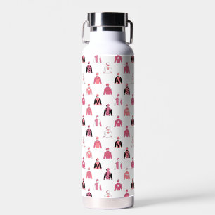 Bouteille D'eau Cheval Racing Jockey Soies Élégant Rose Et Blanc