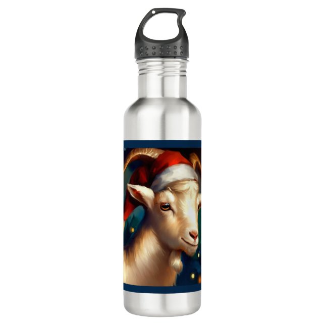 Bouteille D'eau Chèvre de Noël 1 (Devant)