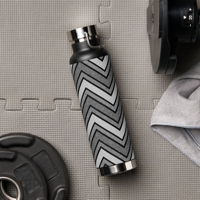 Bouteille D'eau chevron croquis gris et noir (Couvercle)