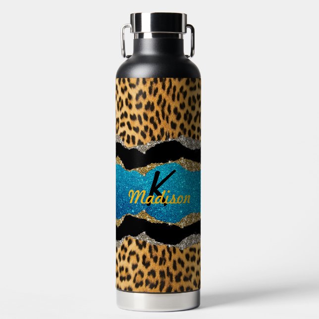 Bouteille D'eau Chic poster de animal turquoise parties scintillan (Avant)