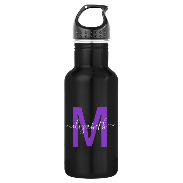 Bouteille D'eau Chic Purple Driple Parties scintillant Nom du mono (Devant)