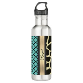 Bouteille D'eau Chic Quatrefoil Giraffe Impression personnalisée