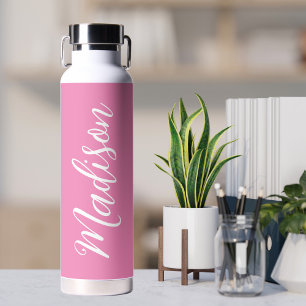 Bouteille D'eau Chic Rose Girls Nom White Script Personnalisé