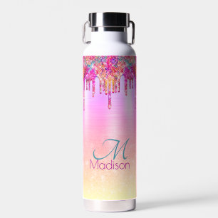 Bouteille D'eau Chic violet orange ombre parties scintillant goutt
