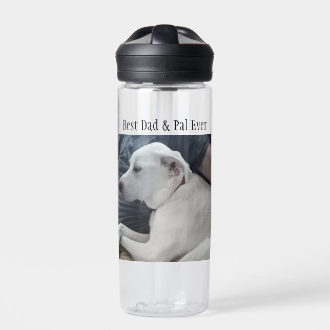 Bouteille D'eau Chien blanc mignon avec meilleur papa Pal jamais (Extérieur)